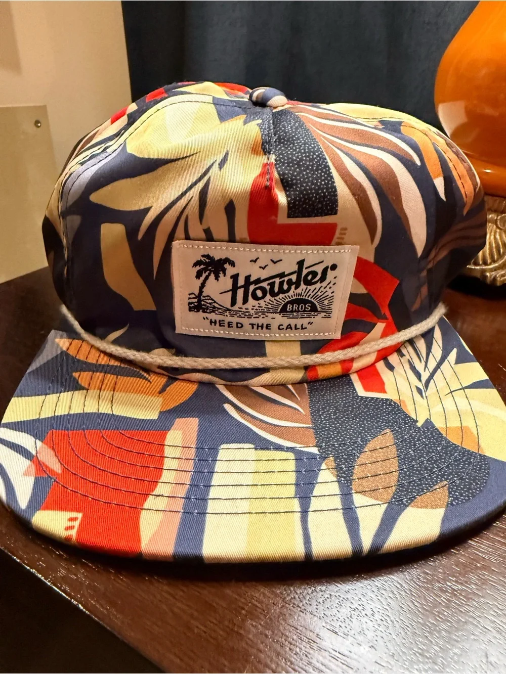 Howler Brothers - Tropical Print 5-Panel Hat in Navy, Red, Yellow, Cream